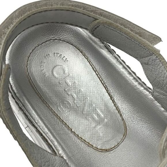 Chanel Sandals Shoes Leather Silver Coco Mark Velcro - Picture 7 of 10